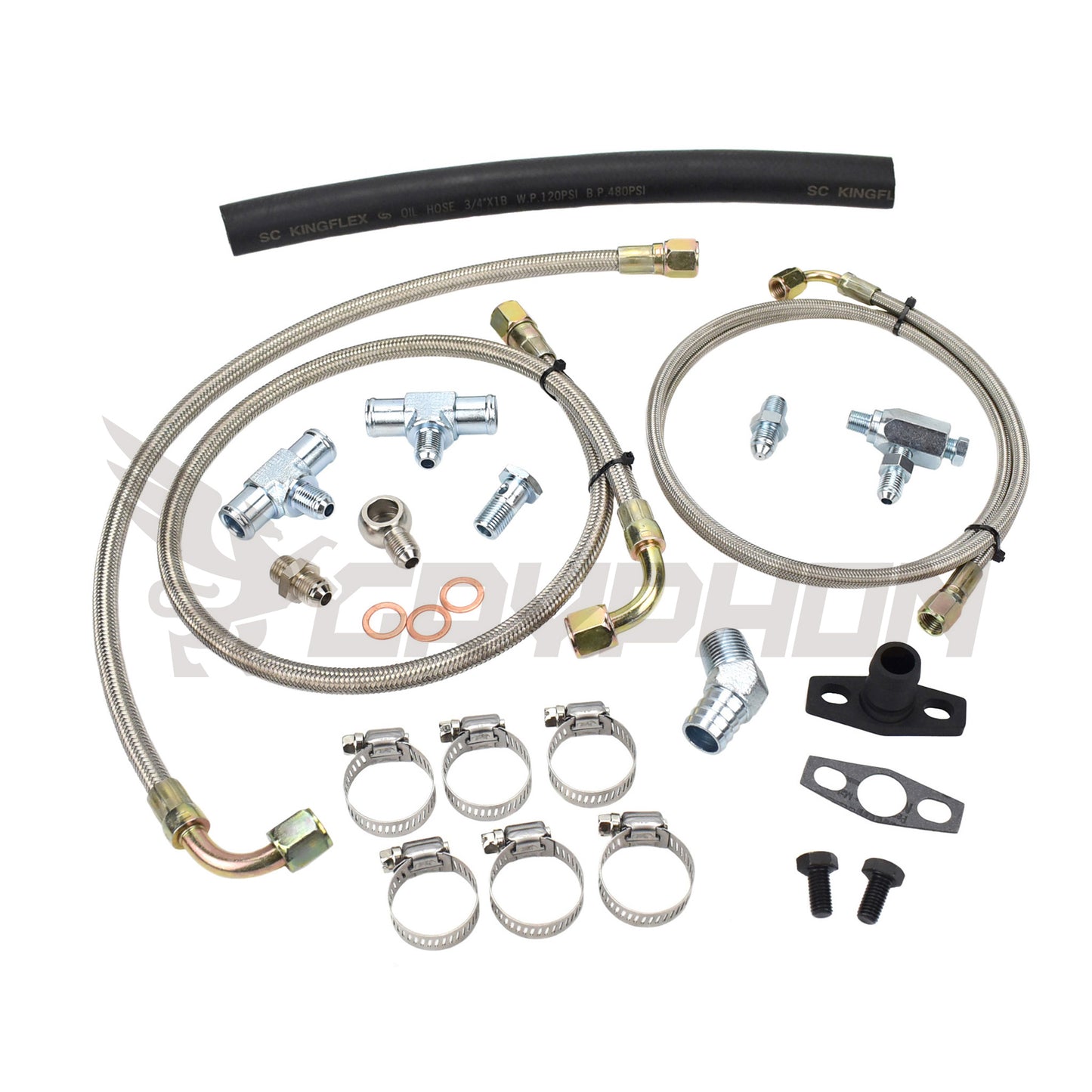 Turbo Oil Water Line Kit Toyota Land Cruiser 2H with Garrett G-Series G25 G30
