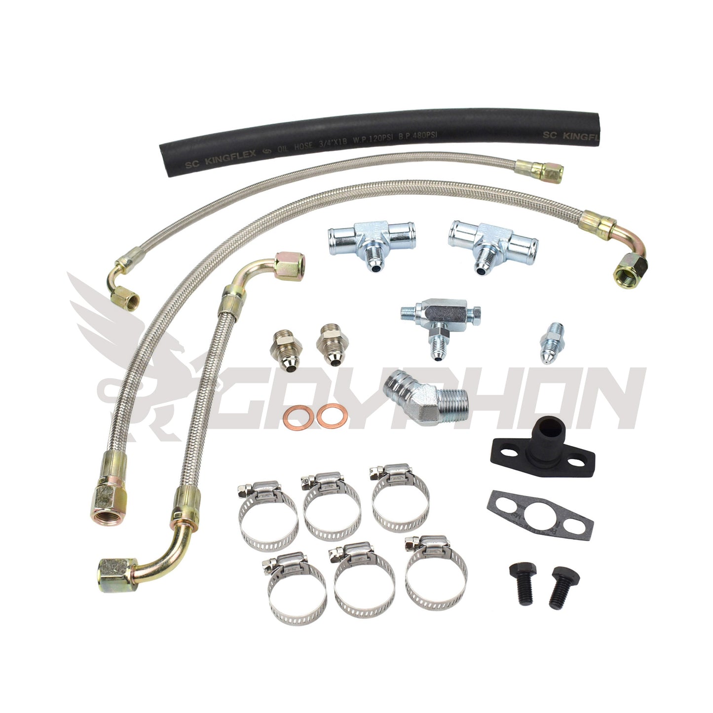 GT25R GT28R turbo oil and water line kit for Toyota Hilux 2.8L 3L 5L diesel NA to turbo conversion