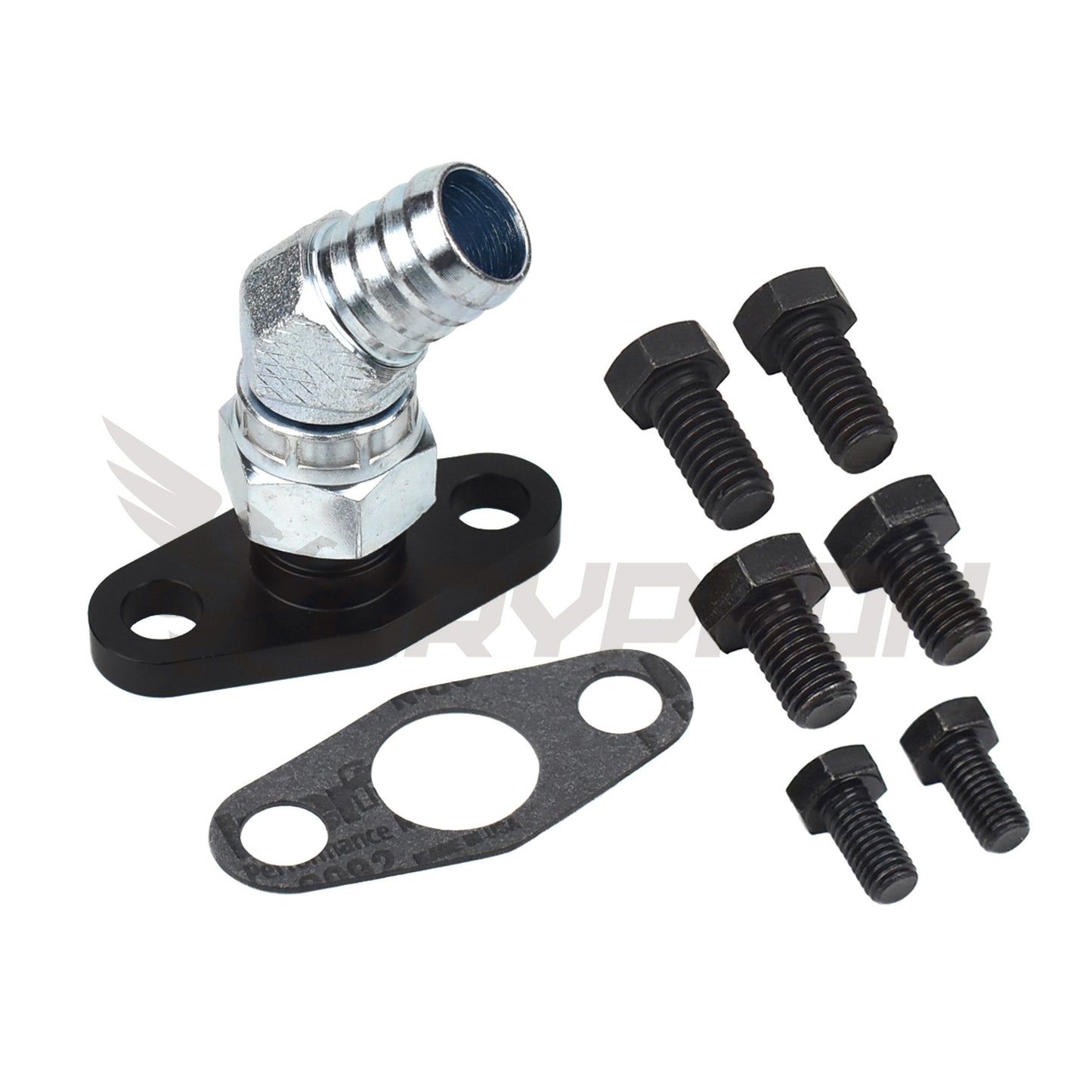 45 Degree 3/4" Barb Turbo Oil Drain Flange for BorgWarner AirWerks Series S200SX, S300SX, S400SX