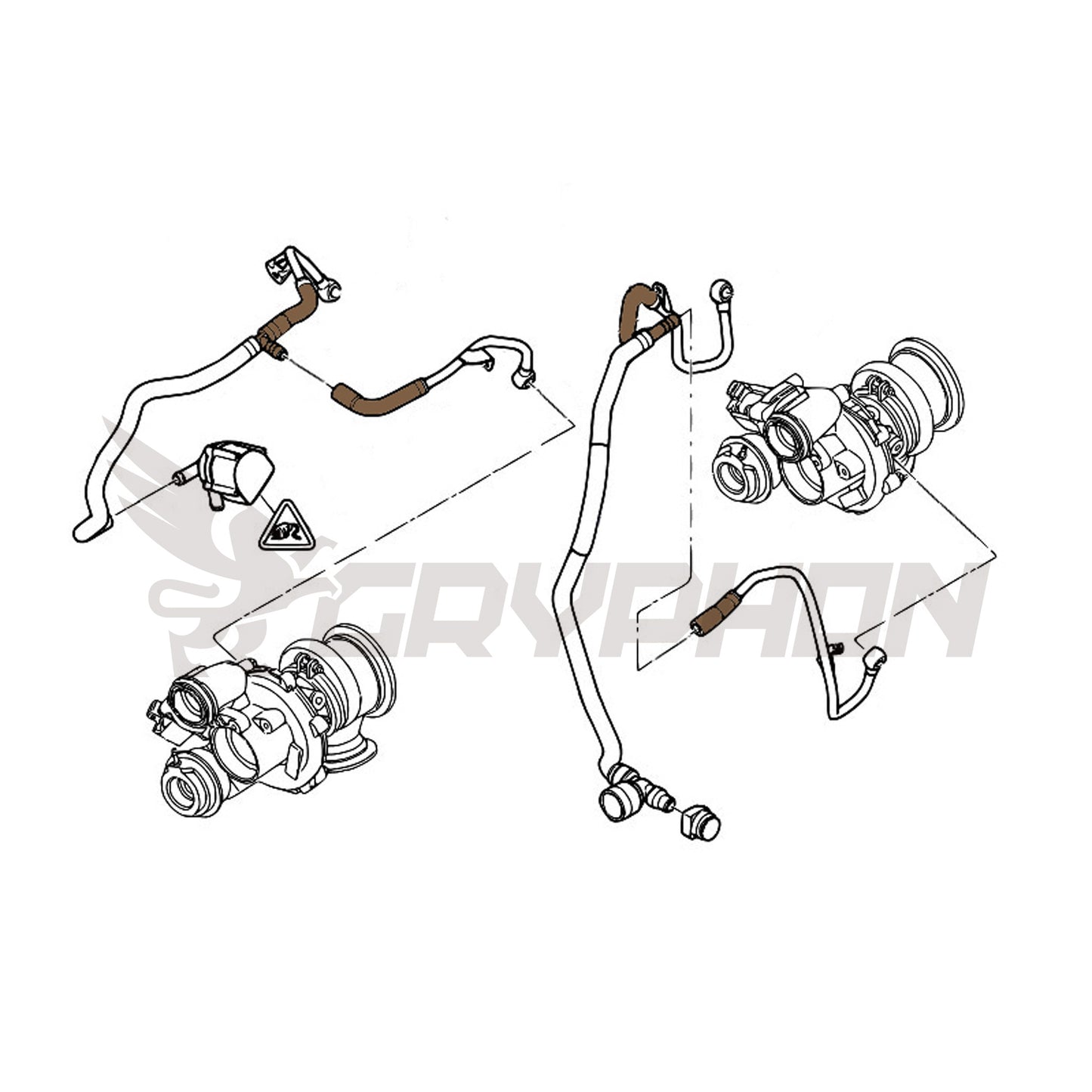 Turbo coolant line repair hose T fitting clamps kit for BMW X5 X6 F01 F02 F04 F06 F07 F10 F11 F12 F13 E70 E71 E72 F15 F16 550i 550iX 650i 650iX 750i 750iX 750Li 750LiX 50iX