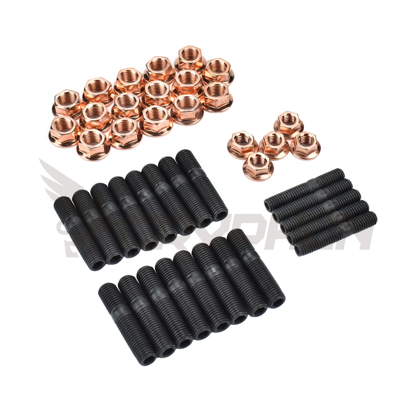 Full kit: exhaust manifold, turbo inlet, and outlet studs + nuts for Barra XR6
