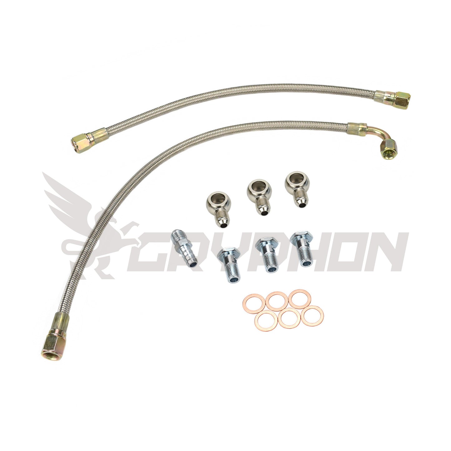 6AN braided water line kit for CA18DET engine with GT25R or GT28R turbo upgrade