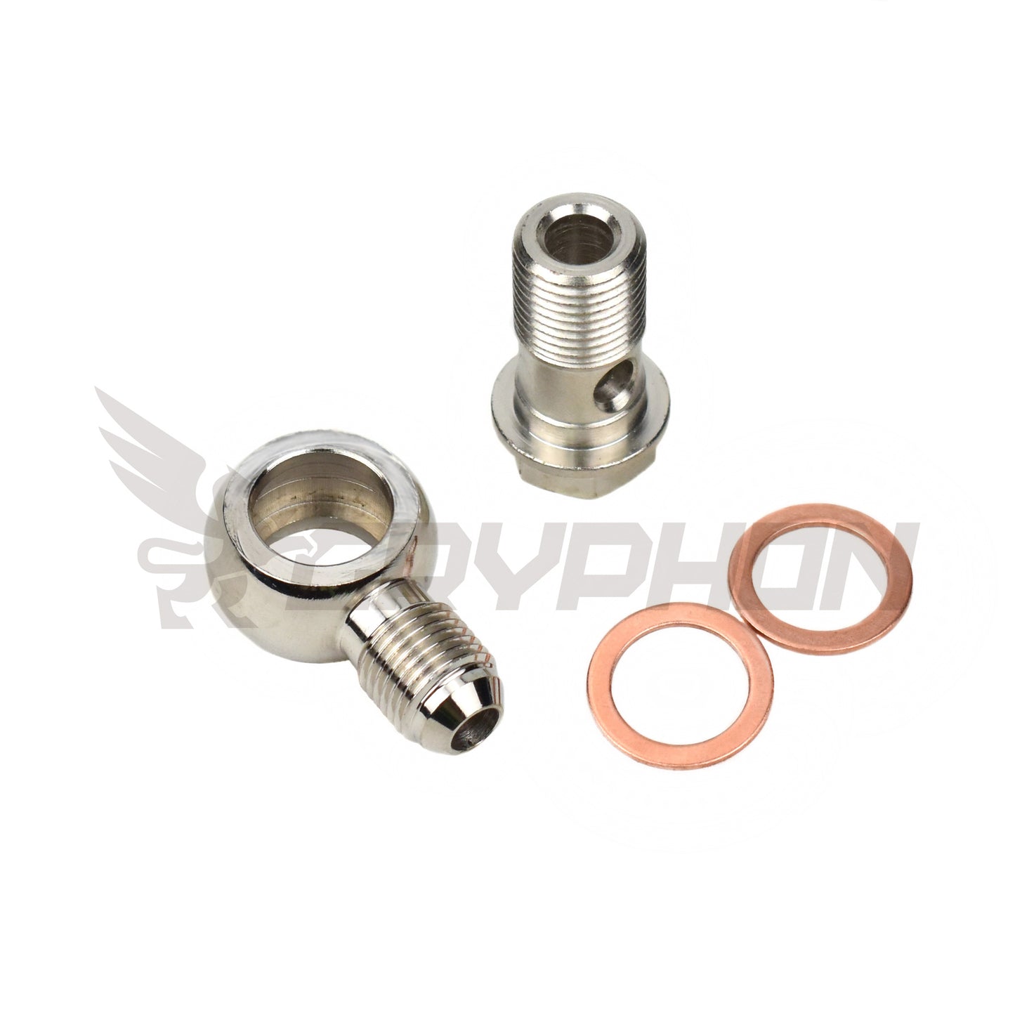 Turbo water banjo bolt fitting kit for Hitachi HT18, corrosion-resistant steel with washer included.