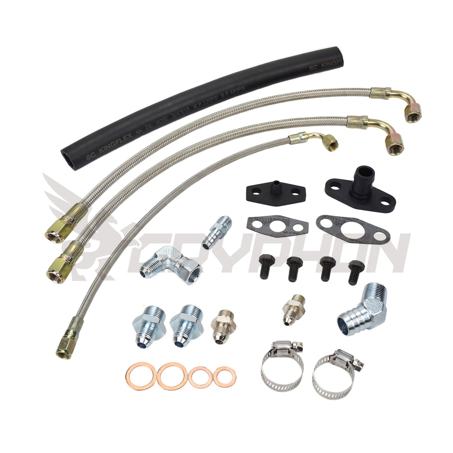 S13 SR20DET oil and water line kit for top mount Garrett T3 T4 turbo