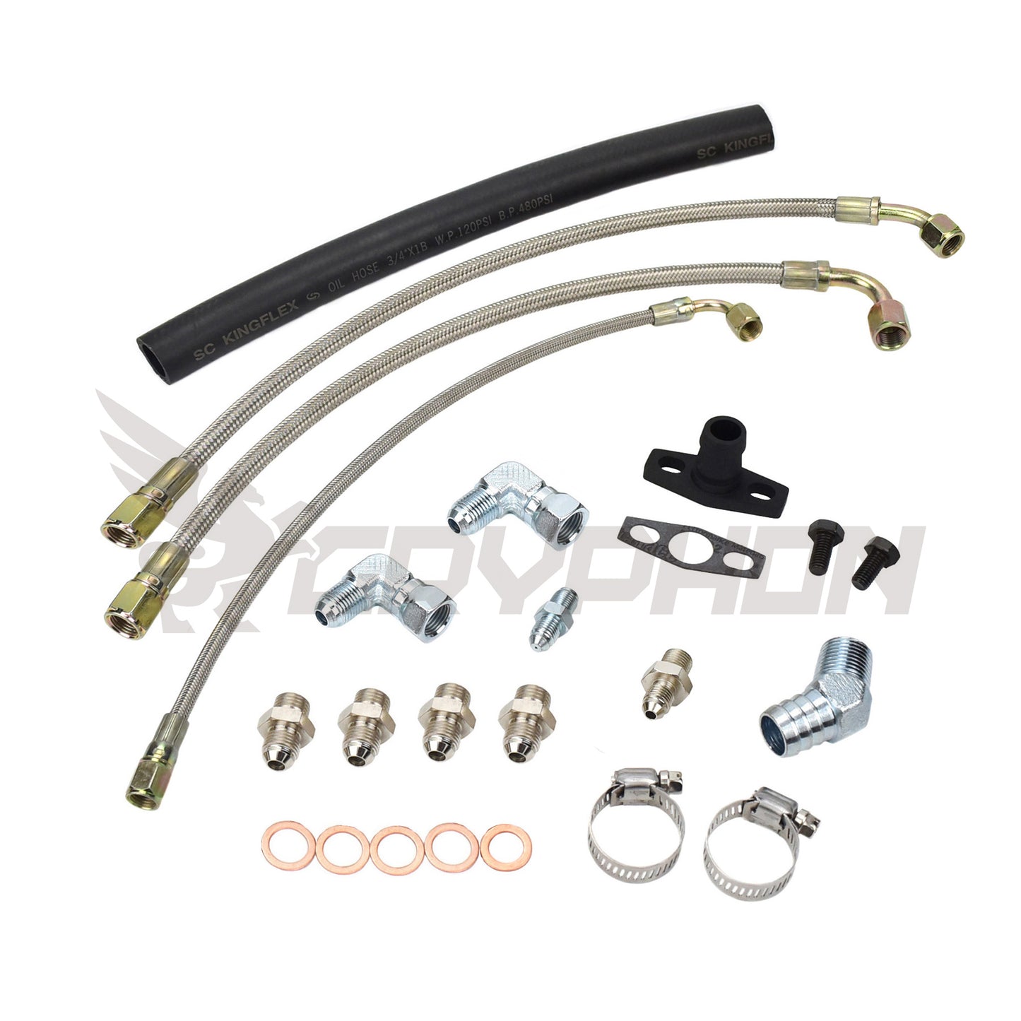 Turbo oil and water line kit for S14 S15 SR20DET with top mount Garrett T25 T28 journal turbo
