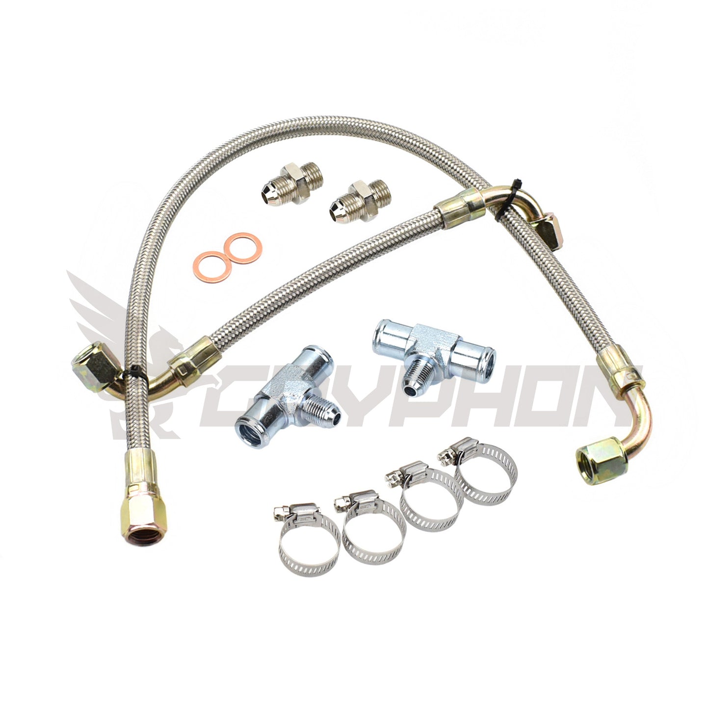 6AN braided turbo water line kit for Toyota Hilux 3L 5L N/A diesel engine with Garrett G25 turbo conversion