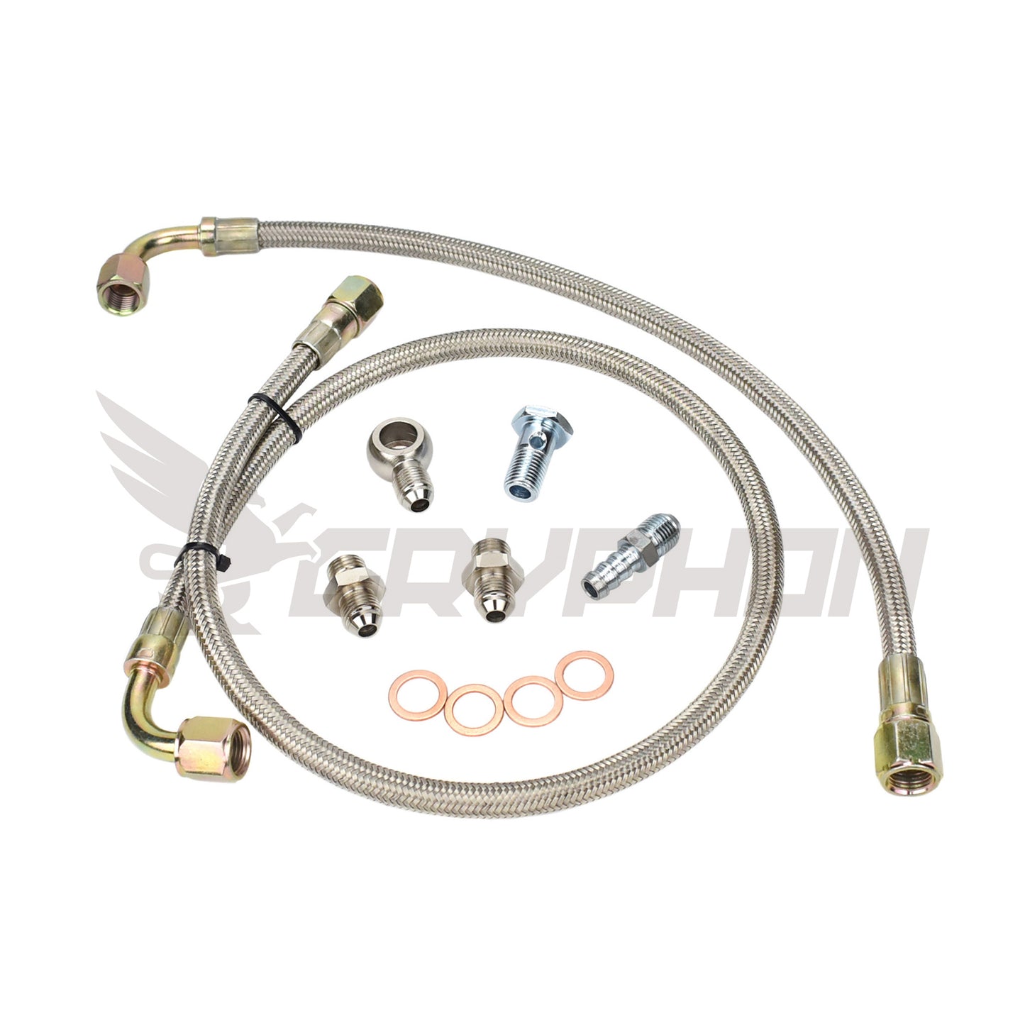6AN braided turbo water line kit with engine and EFR turbo fittings for Holden VL RB30ET top mount configuration