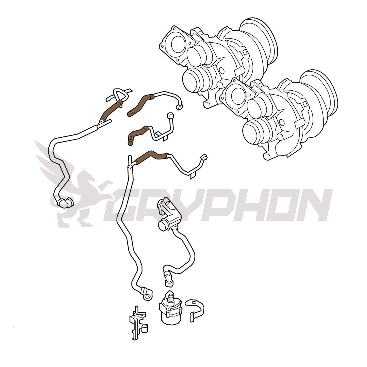 Upgrade Turbo Coolant Line Repair Hose Kit For BMW 7" G11 G12 750i 750iX N63R