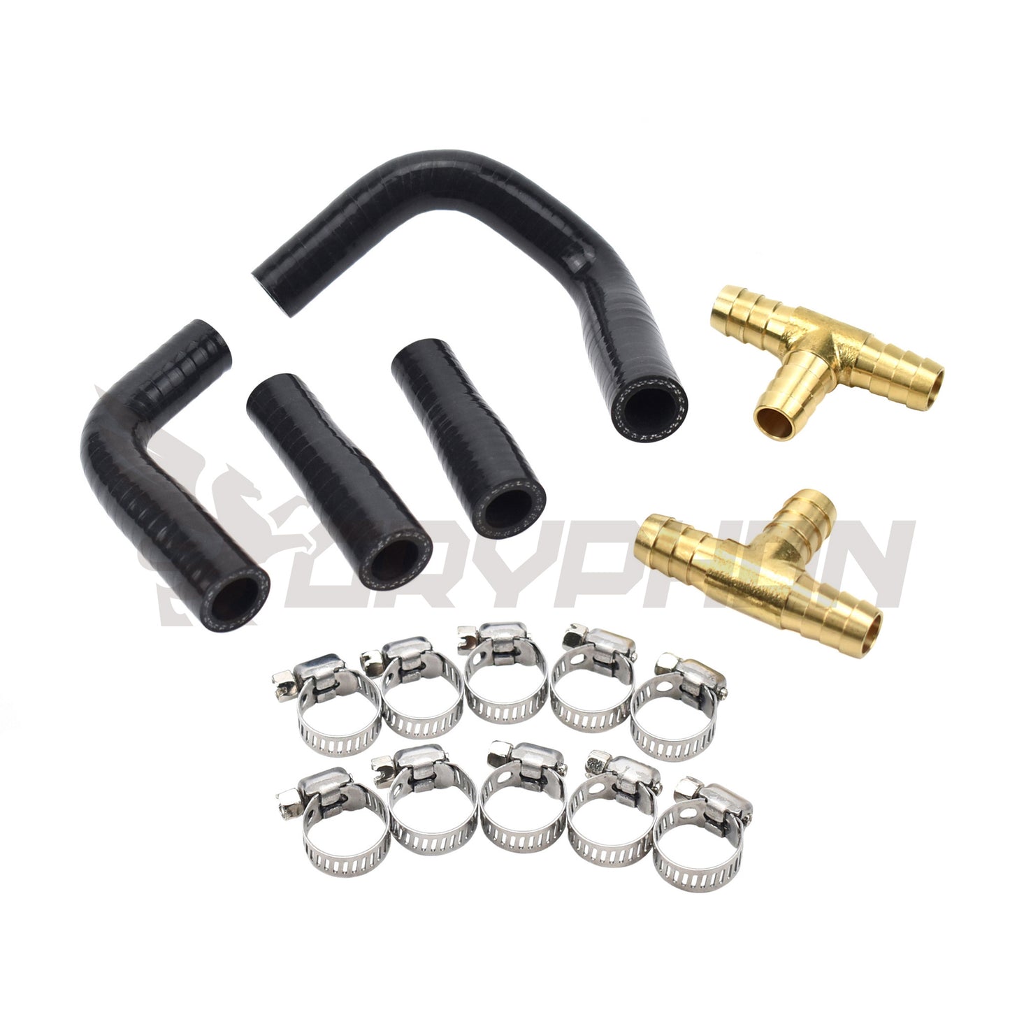 BMW X5M X6M S63 turbo coolant line repair kit with brass T-fittings and silicone hoses