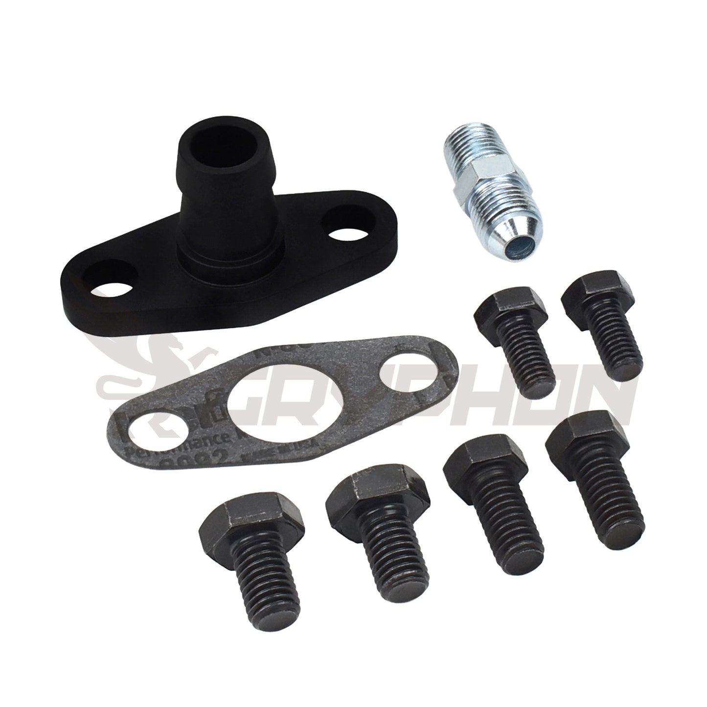 BorgWarner S200 S300 S400 turbo oil feed and return fitting kit with gasket, and bolts