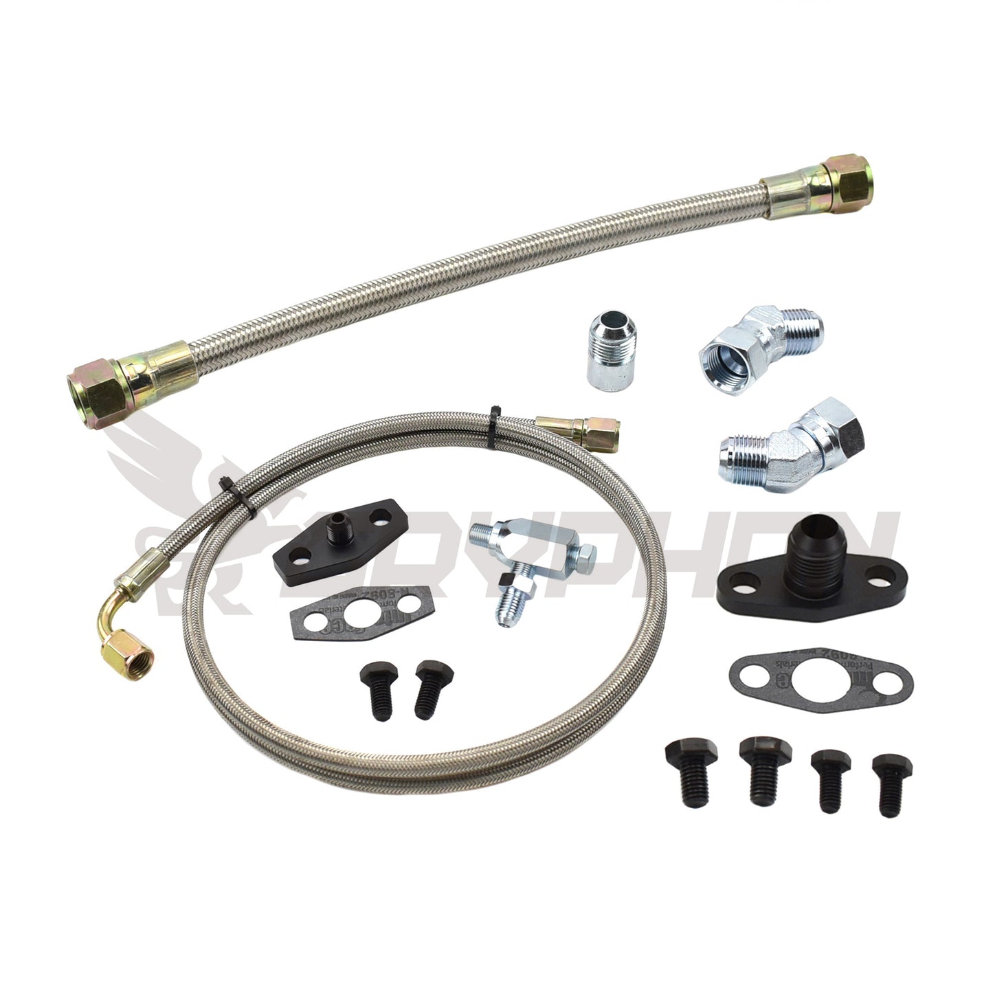 Braided Turbo Oil Feed Return Line Kit Garrett GBC GBC35 GBC37