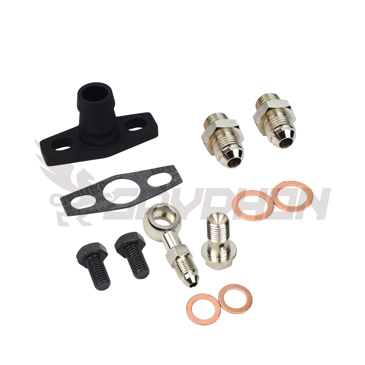 Turbo oil and water fittings for Garrett T25 T28 TB25 TB28 journal bearing turbo.