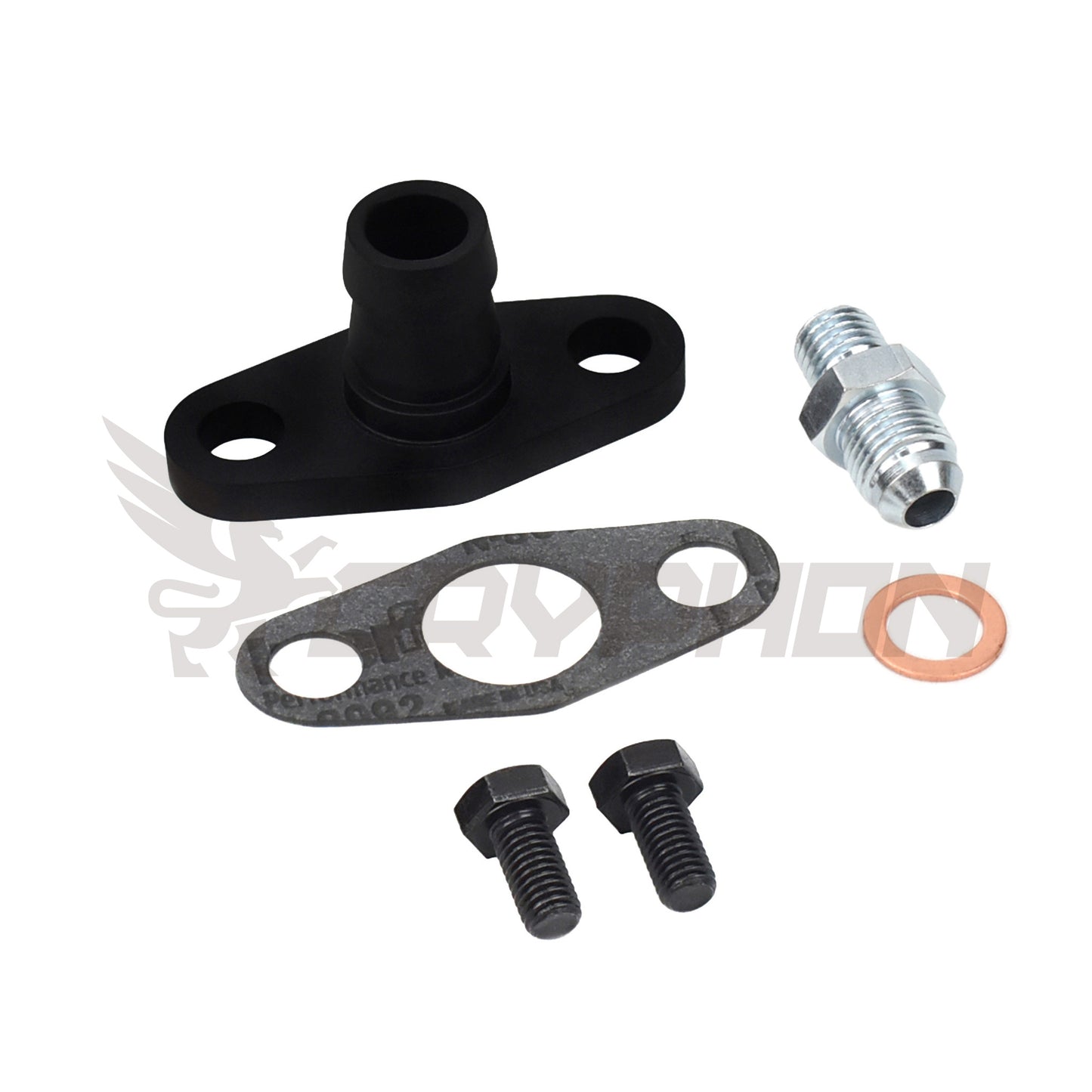 Holset HX30 HX35 HX40 turbo oil feed and return kit with 6AN fittings and 3/4" barb return flange