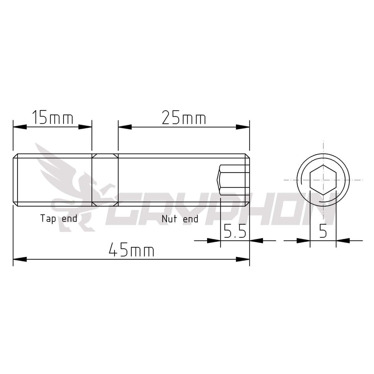 Inner hex M10 stud for JZ-series exhaust manifold