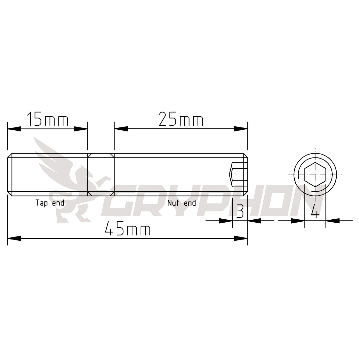 Internal hex stud for GM LS exhaust manifold installation