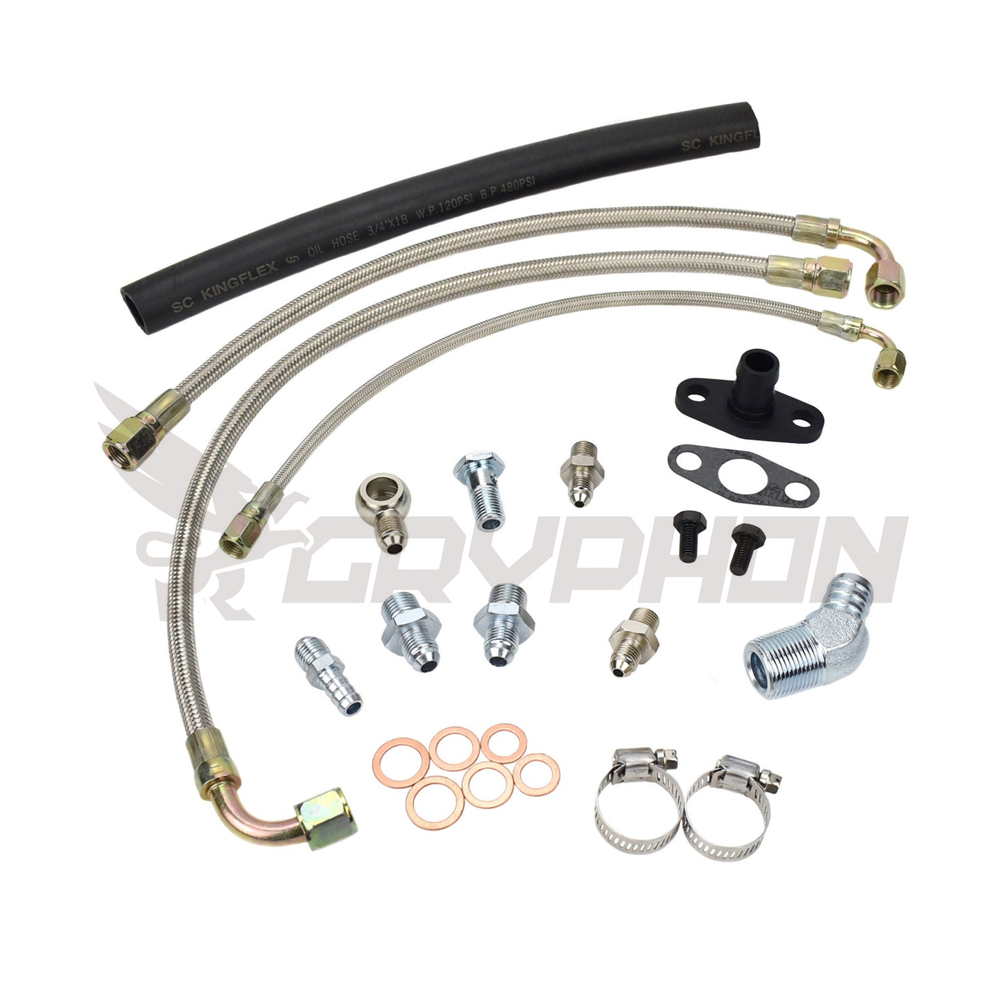 Turbo Oil Water Line Kit Nissan RB20DET with stock turbo (M16 Water Port)
