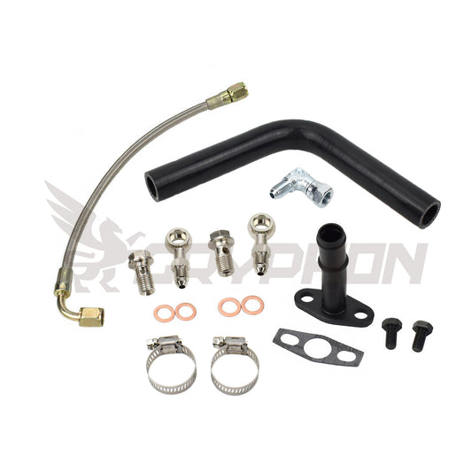 Turbo Oil Feed Return Line Kit for Nissan 180SX Silvia S13 CA18DET CA18DT with Garrett T25 T28 journal bearing turbo.