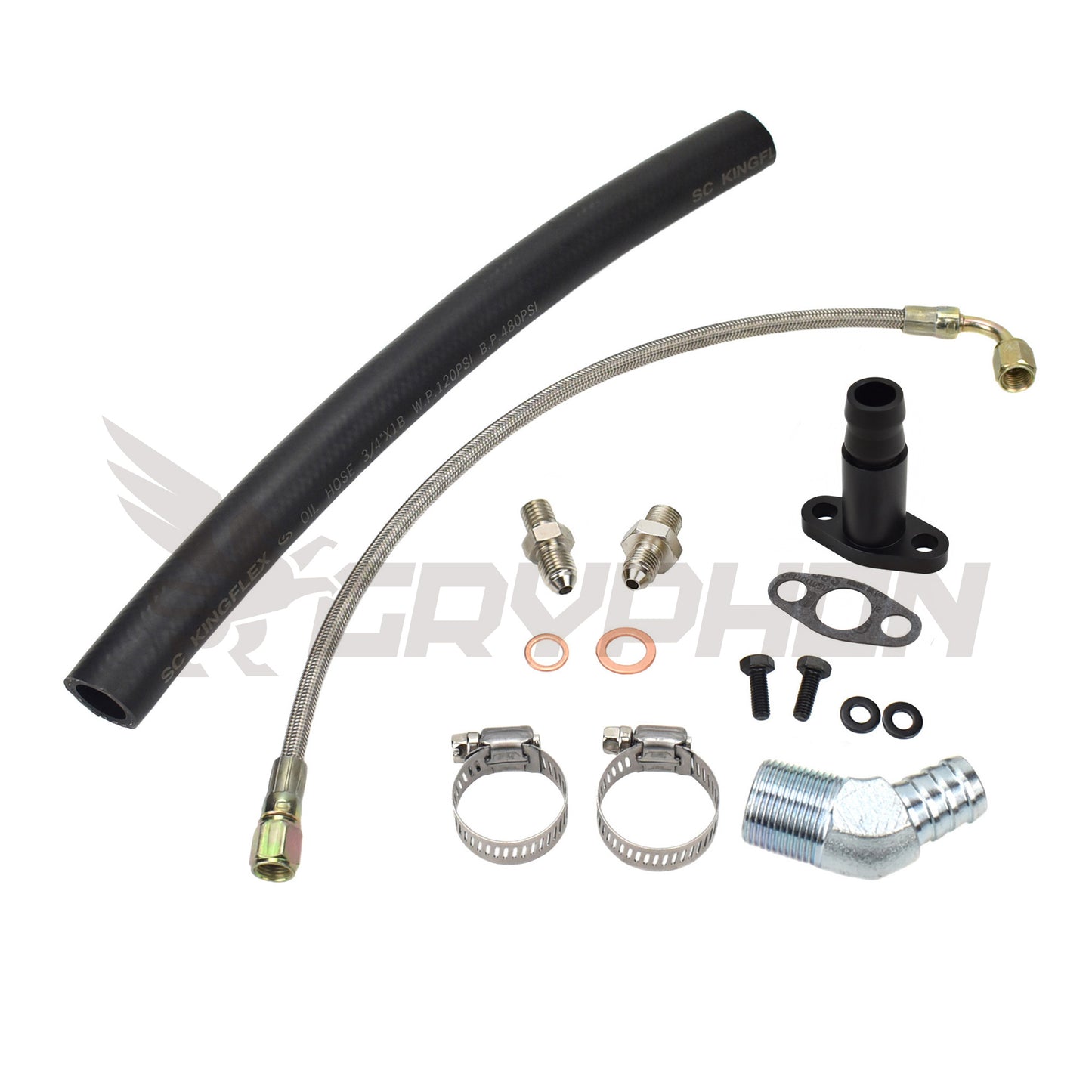 Turbo oil feed and return line kit for Nissan Skyline R32 RB20DET, R33 R34 RB25DET RB30 with top mount Garrett GBC Series GBC20-300 GBC22-350 journal bearing turbo.