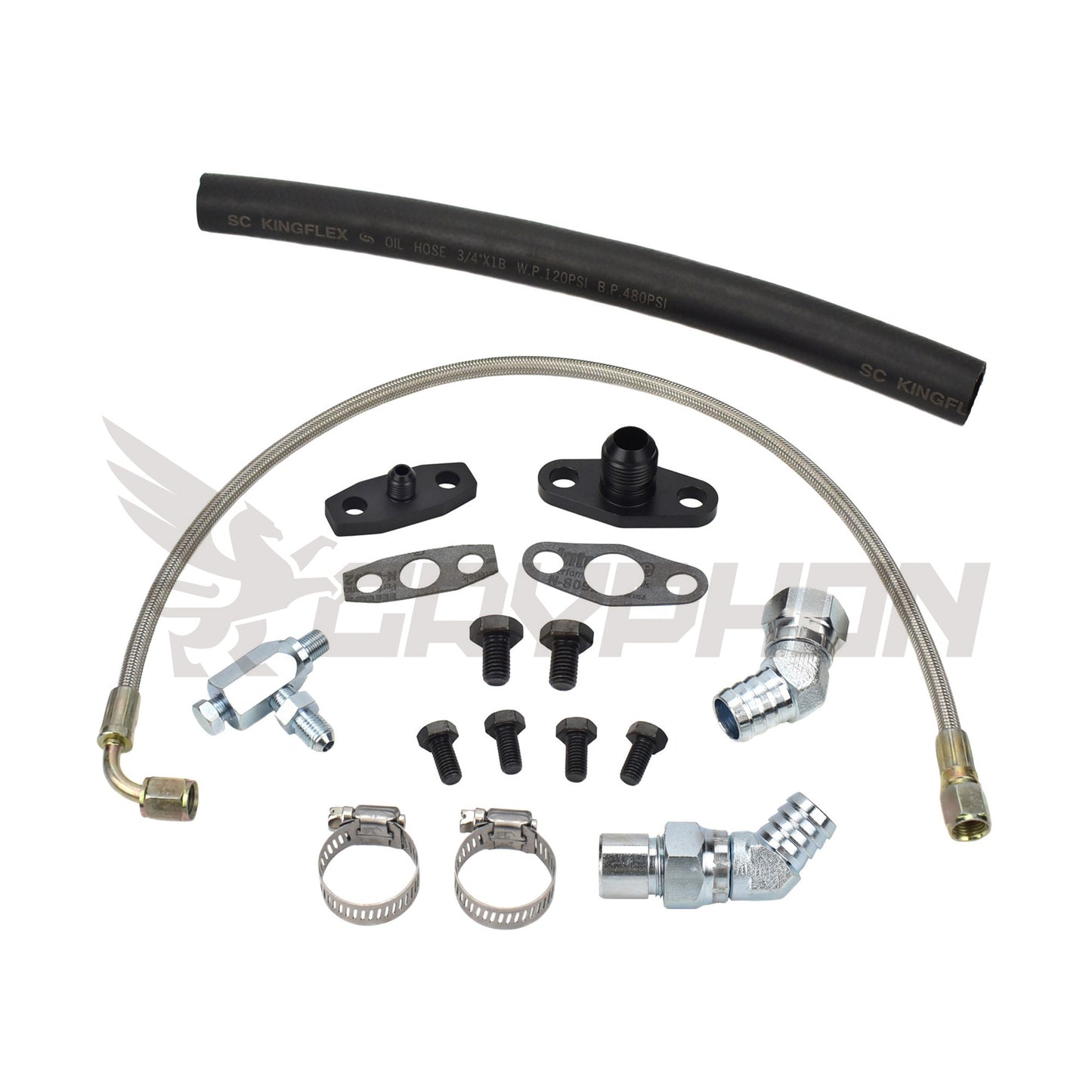 Turbo Oil Feed Return Line Kit Toyota 1FZ-FE Garrett G-Series G40 G42 G45