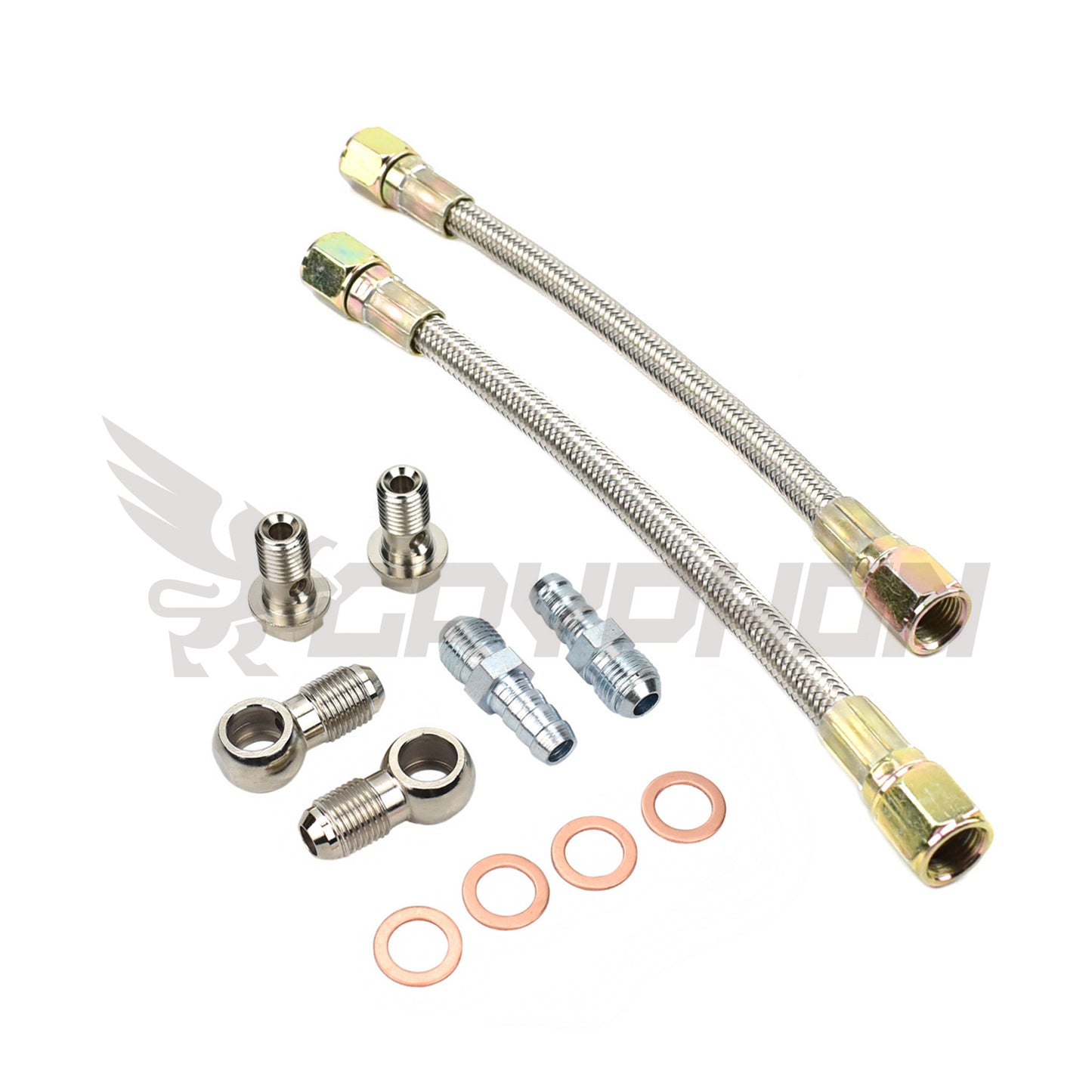 Universal Turbo Water Line Kit 6AN 3/8" Hose Straight to Straight M12x1.25