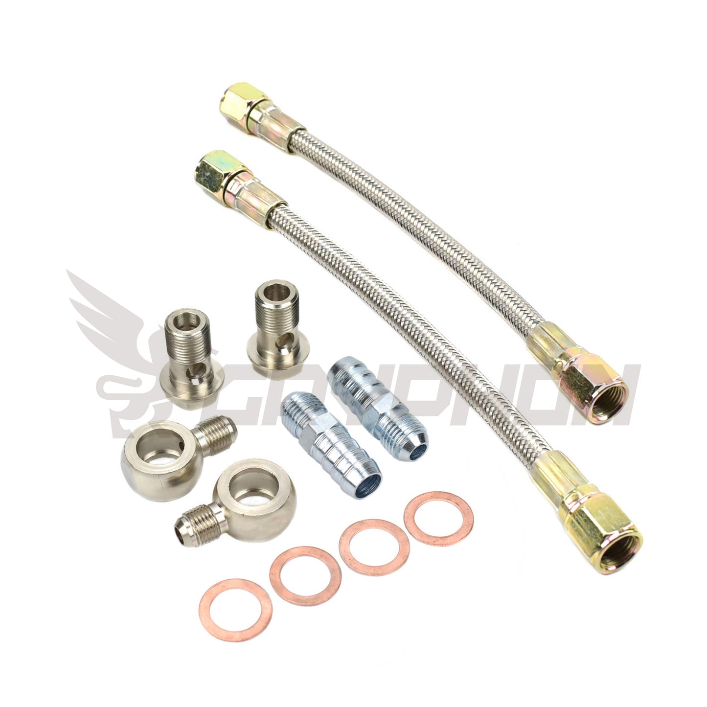Universal Turbo Water Line Kit 6AN 3/8" Hose Straight to Straight M18x1.5