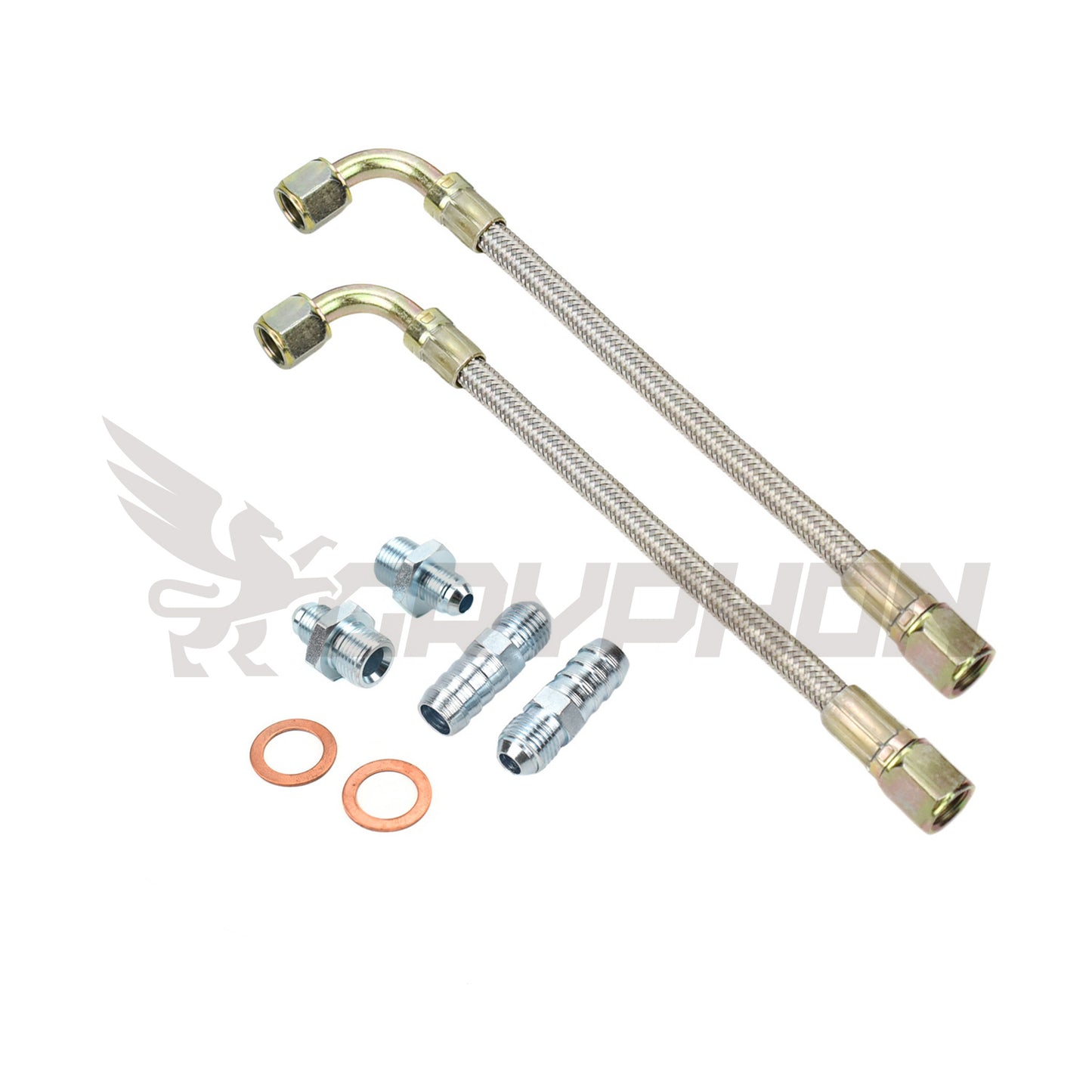 Universal Turbo Water Line Kit 6AN 3/8" Hose Straight to 90 Degree M18x1.5