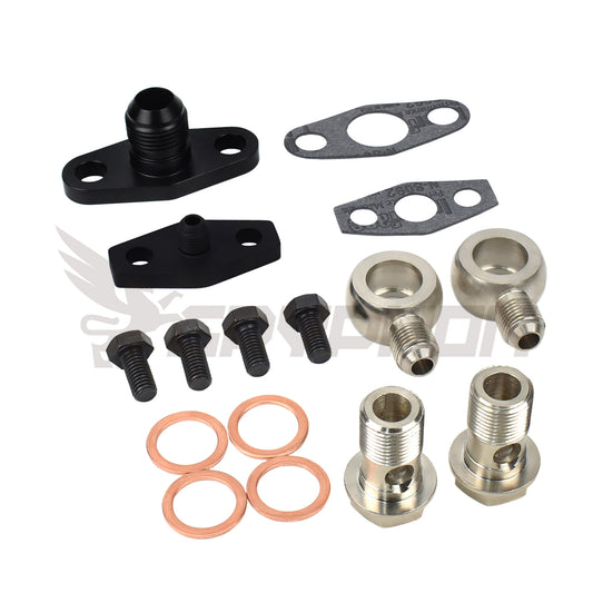Turbo oil and water fittings for Holden Commodore VL RB30ET stock turbo.