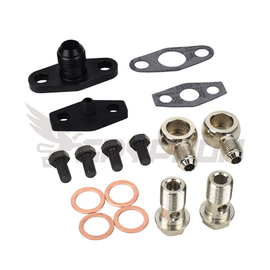 Turbo oil and water fittings for Nissan Patrol TD42 GU GQ Hitachi HT18 turbochargers.