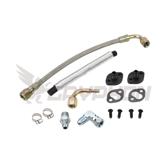 6AN braided turbo water line kit for Toyota Land Cruiser HJ61 12HT stock CT26 turbo replacing factory lines