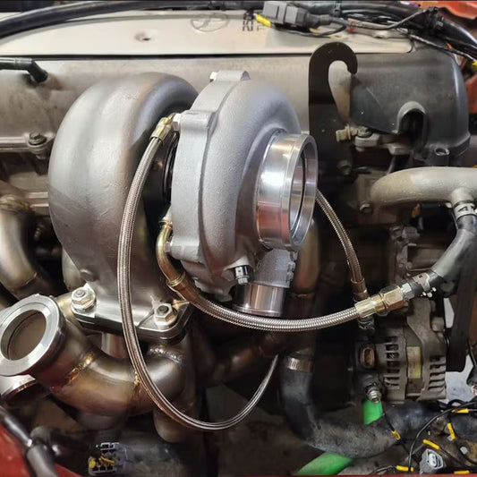 1JZ 2JZ Turbo Oil Feed Line Installed