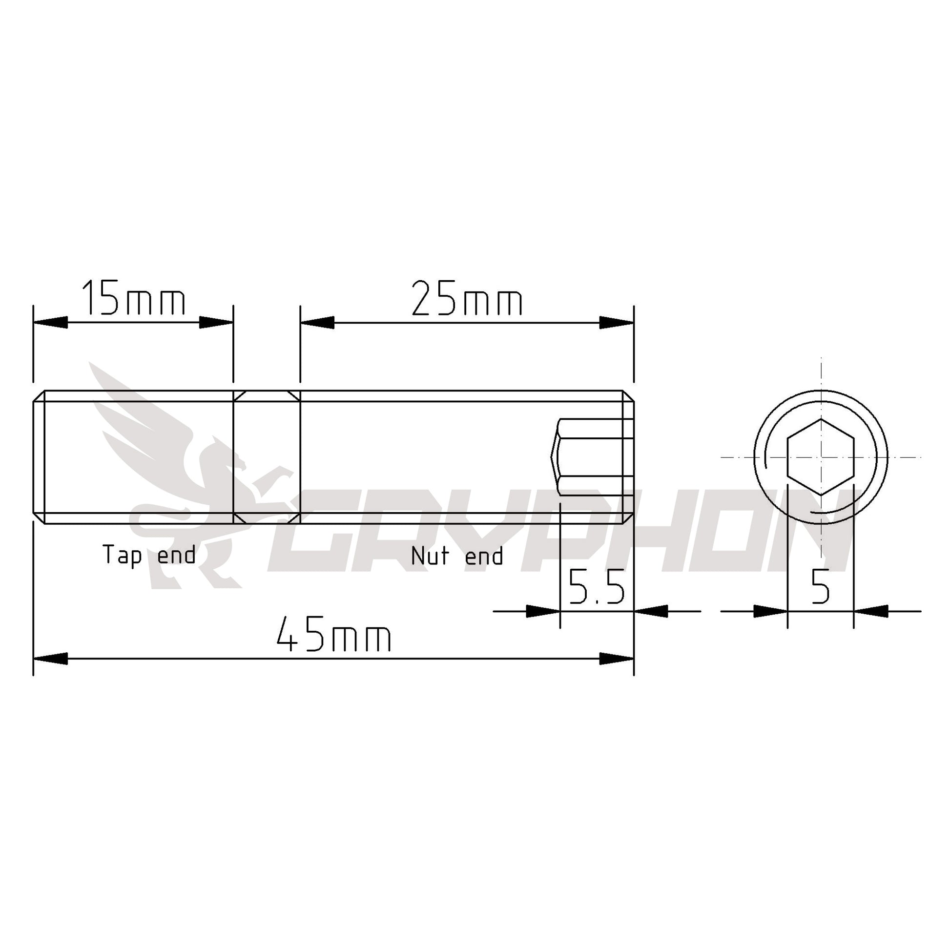 Inner hex stud design for Toyota Land Cruiser 1FZ-FE exhaust mounting