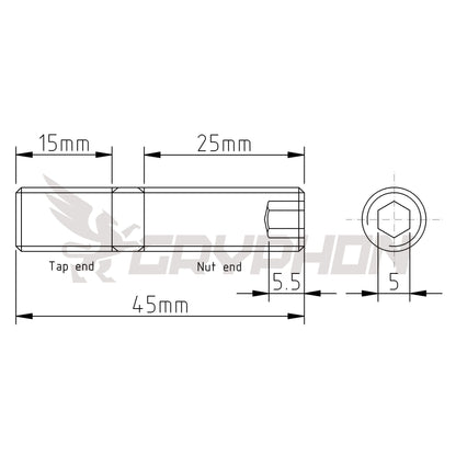 Inner hex stud design for Toyota Land Cruiser 1FZ-FE exhaust mounting
