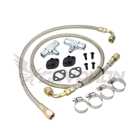 Turbo water line kit with 6AN braided hoses for Toyota Land Cruiser 2H HJ60 HJ75 N/A diesel engine converted to CT26 turbo