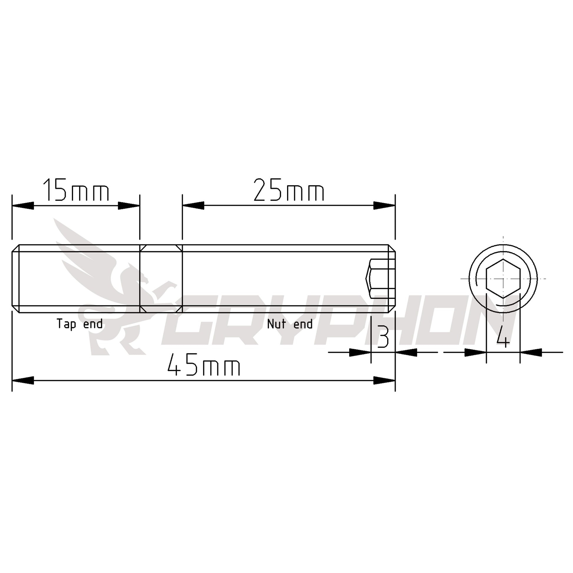 Internal hex stud for Toyota HJ exhaust manifold
