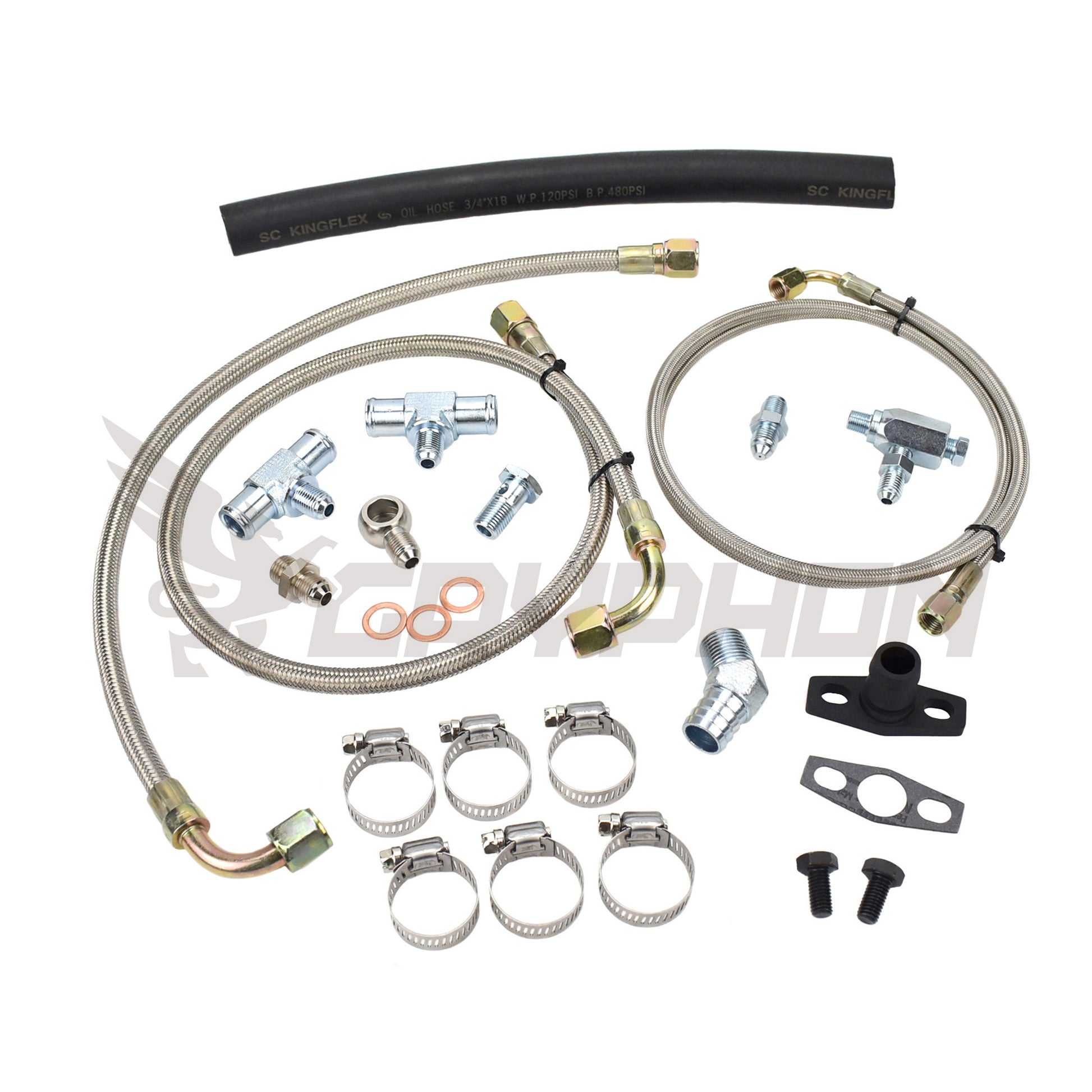 Turbo Oil Water Line Kit Toyota Land Cruiser 2H with Garrett G-Series G25 G30