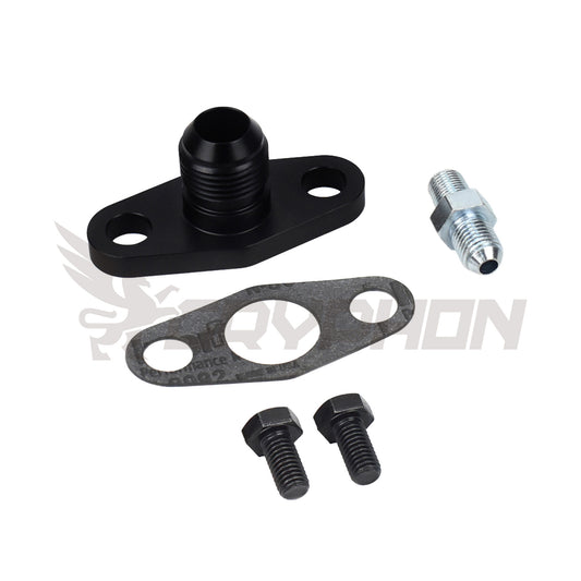 Turbo oil feed fitting and return flange for Precision PTE