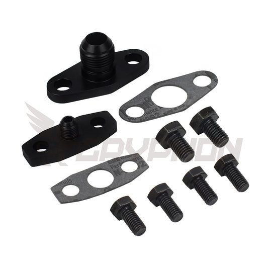 Turbo oil feed and return flange kit for Garrett T3 T4. 