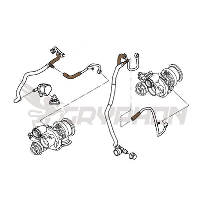 Turbo coolant line repair hose T fitting clamps kit for BMW X5 X6 F01 F02 F04 F06 F07 F10 F11 F12 F13 E70 E71 E72 F15 F16 550i 550iX 650i 650iX 750i 750iX 750Li 750LiX 50iX