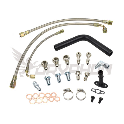 Turbo Oil Water Line Kit for Nissan 180SX Silvia S13 CA18DET CA18DT with Garrett T25 T28 journal bearing turbo.