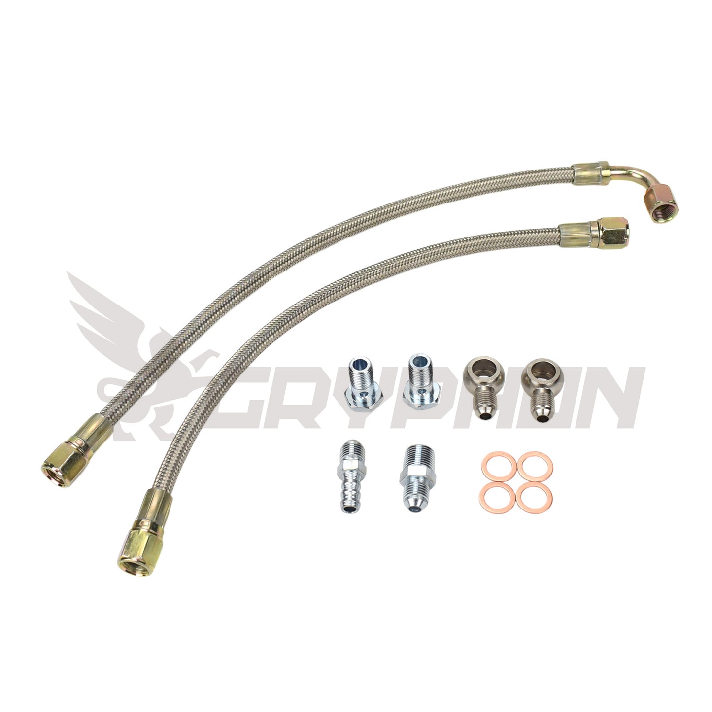 6AN braided turbo water line kit for SRT-4 and PT Cruiser with Garrett GT30R or GT35R turbo upgrade