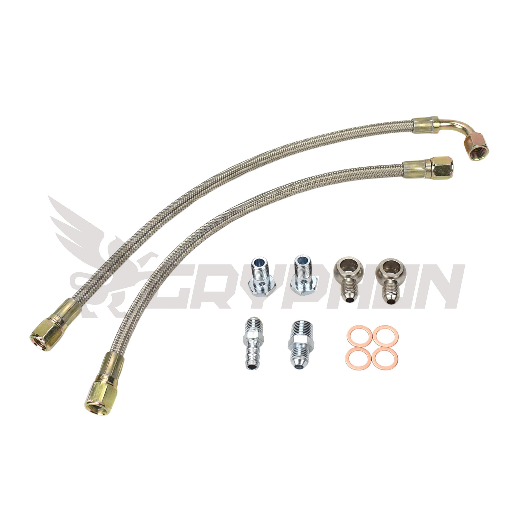 6AN braided turbo water line kit for SRT-4 and PT Cruiser with Garrett GT30R or GT35R turbo upgrade