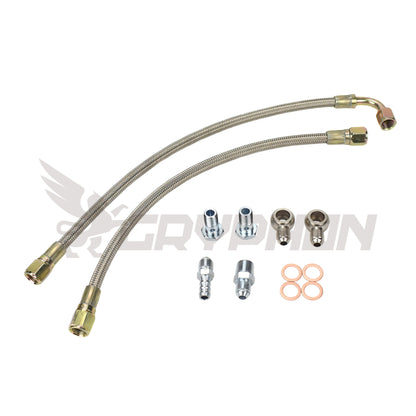 6AN braided turbo water line kit for SRT-4 and PT Cruiser with Garrett GT30R or GT35R turbo upgrade