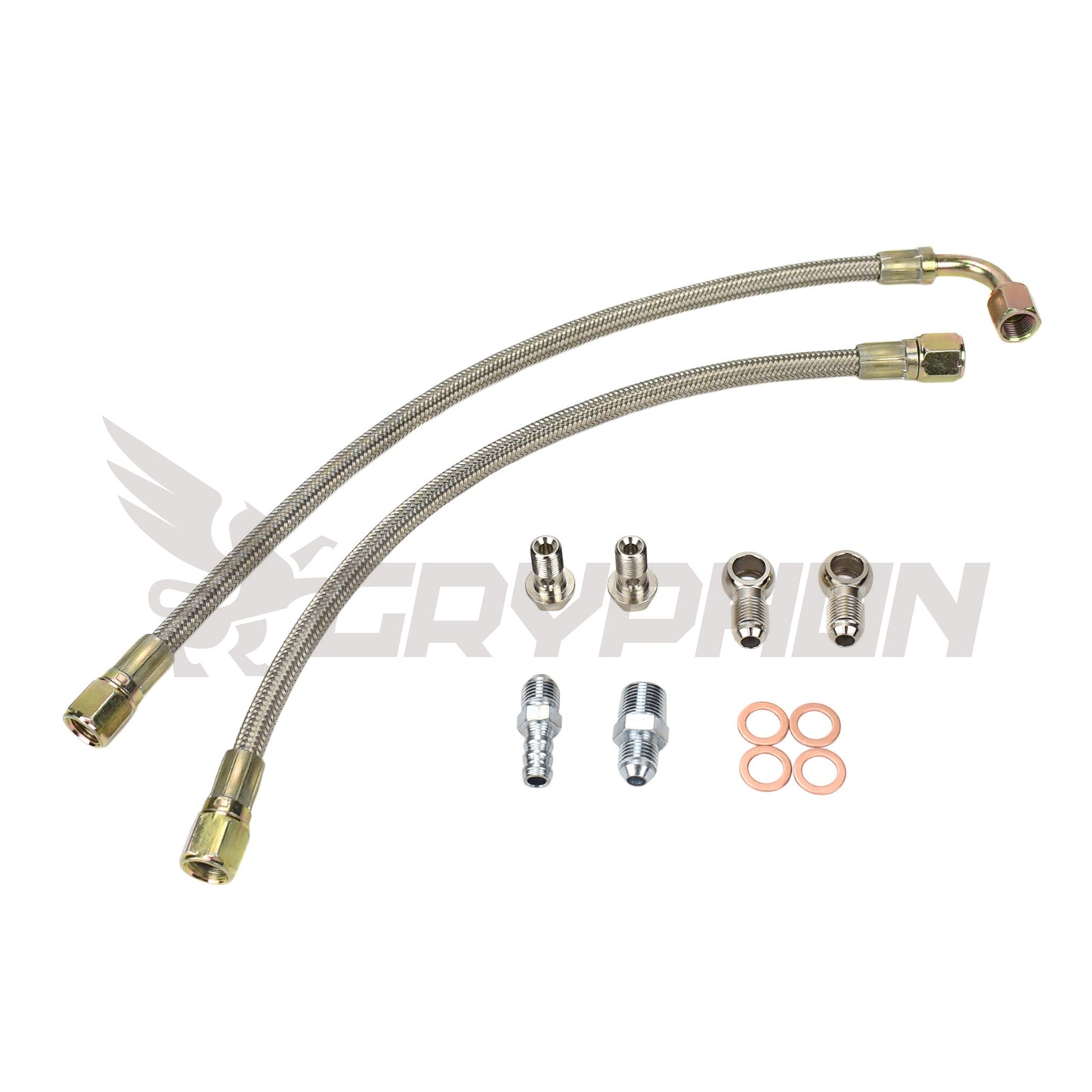 6AN braided turbo water line kit for Dodge Neon SRT-4 and Chrysler PT Cruiser with stock TD04LR-16GK turbo