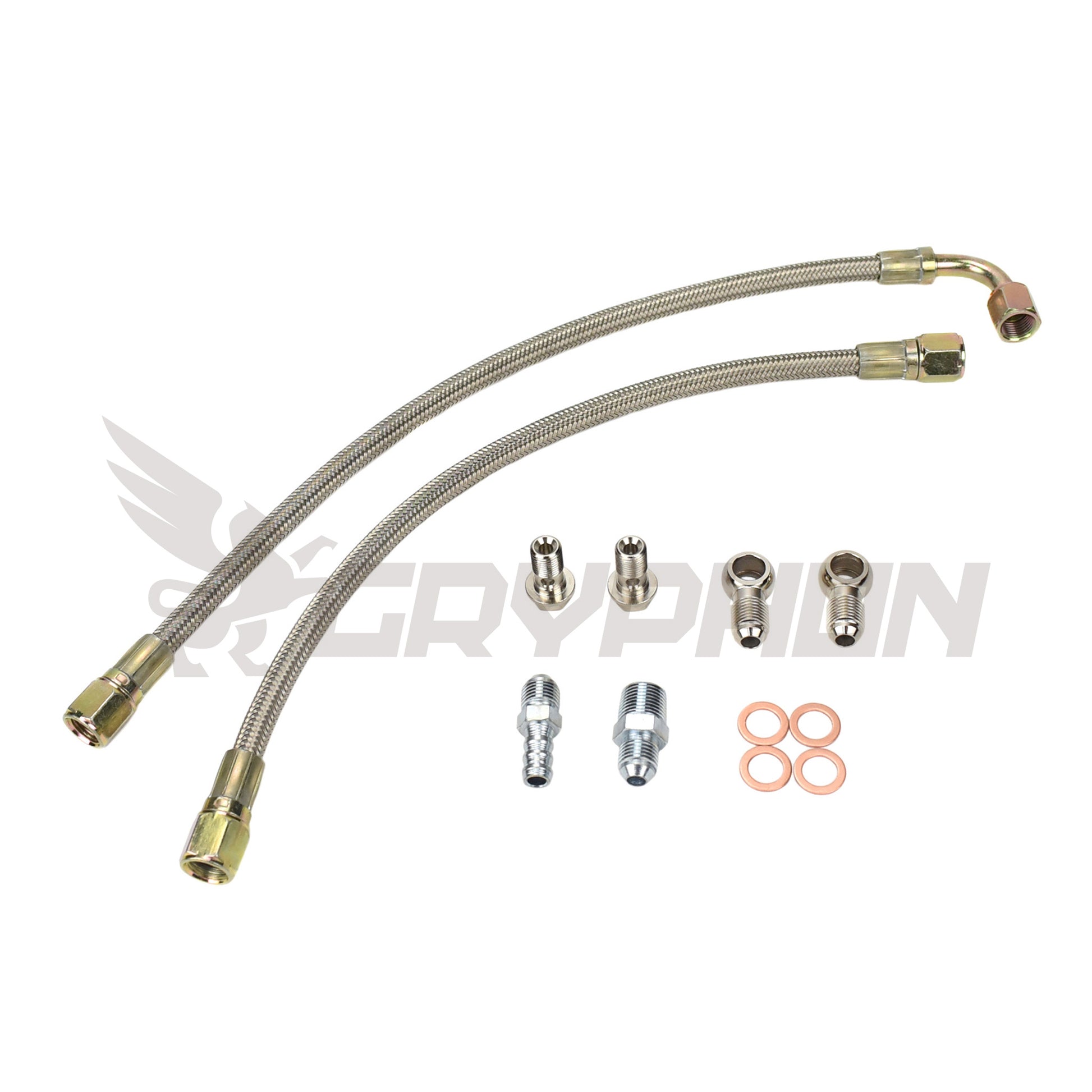 6AN braided turbo water line kit for Dodge Neon SRT-4 and Chrysler PT Cruiser with stock TD04LR-16GK turbo
