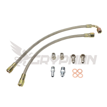 6AN braided turbo water line kit for Dodge Neon SRT-4 and Chrysler PT Cruiser with stock TD04LR-16GK turbo