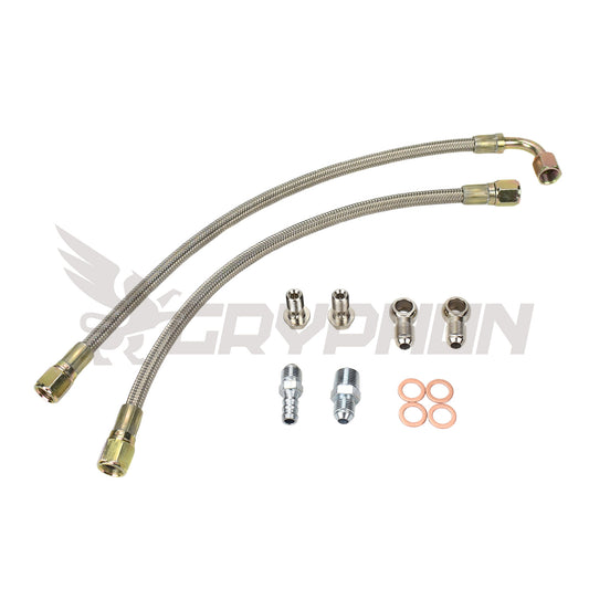 6AN braided turbo water line kit for Dodge Neon SRT-4 and Chrysler PT Cruiser with stock TD04LR-16GK turbo