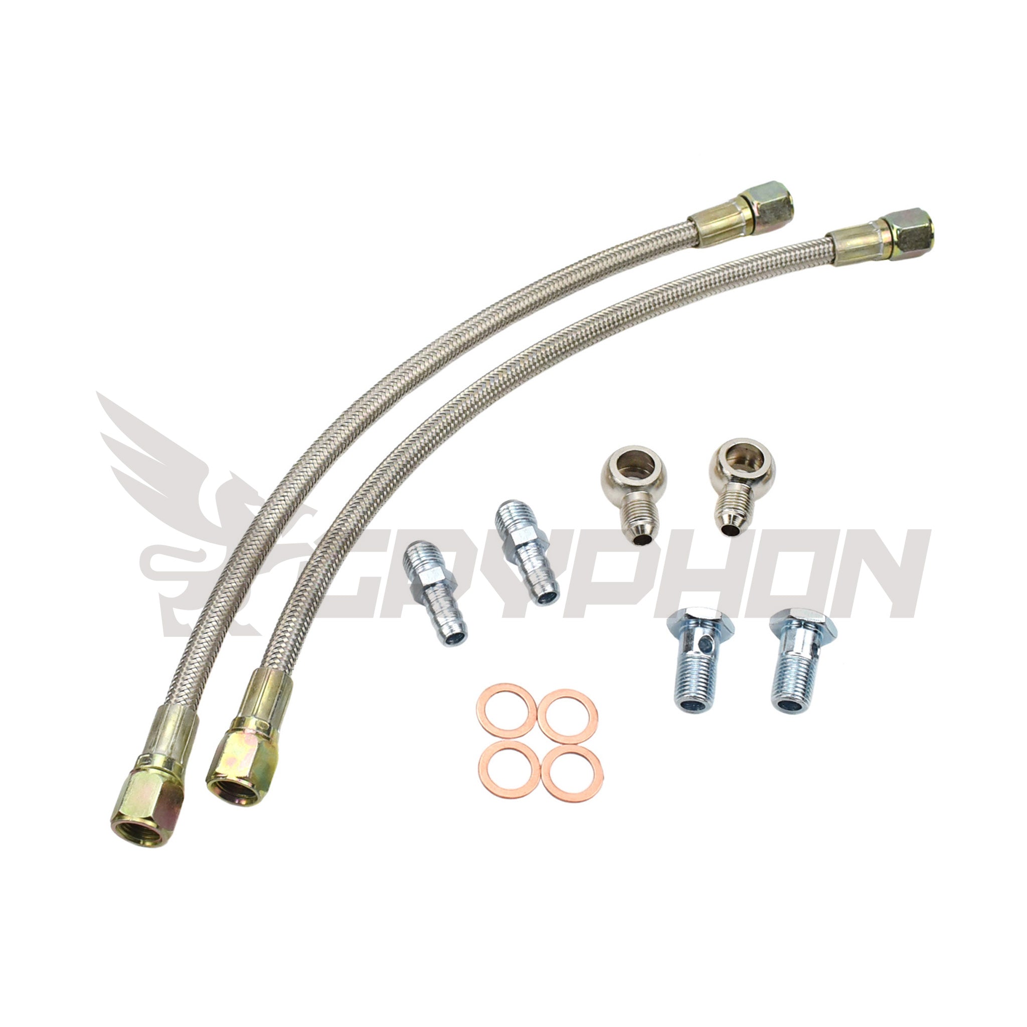 MAMBA Turbo Oil Feed Line Kit - Braided Stainless Steel Inlet With 1/8 BSPT Fittings For Turbo Charger