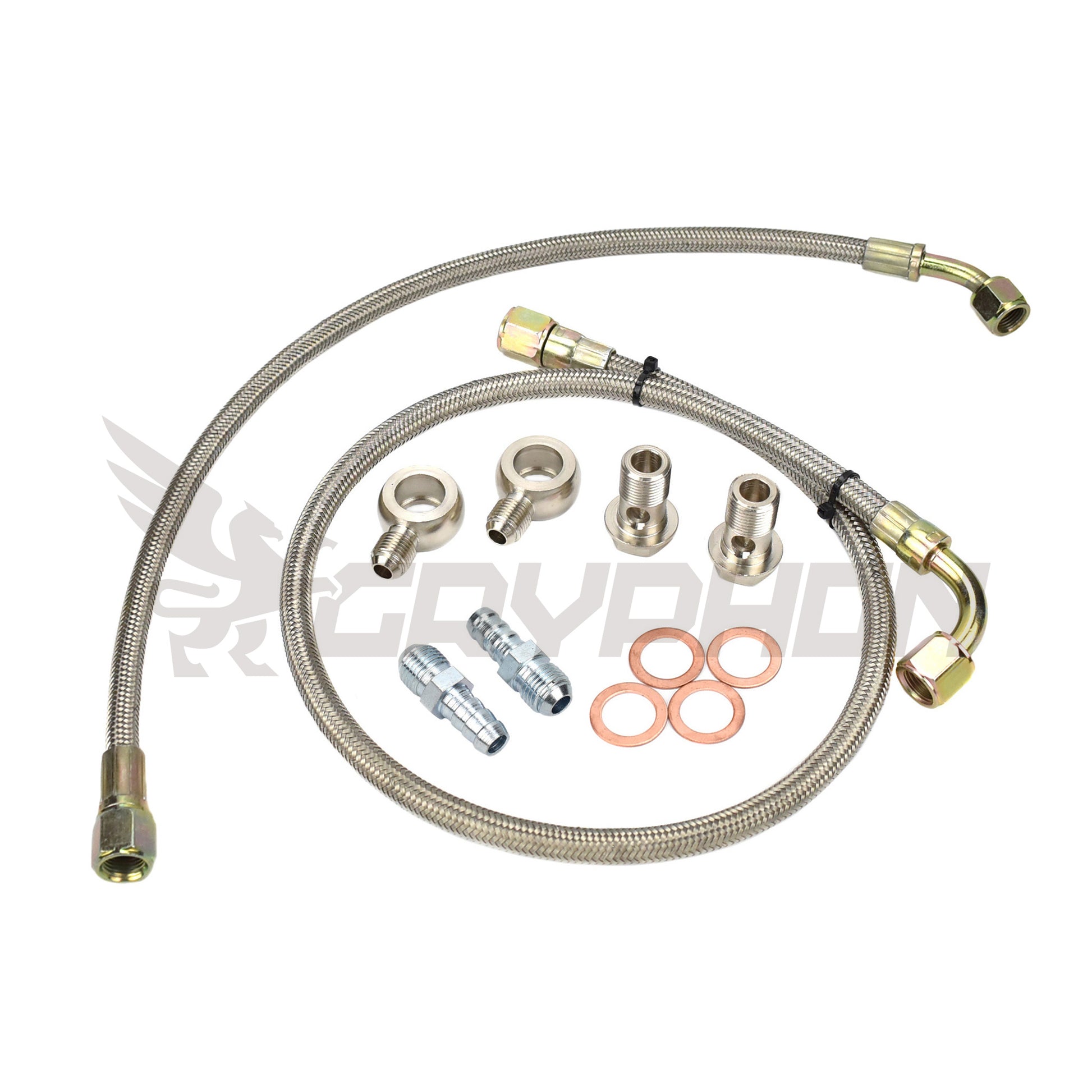 6AN braided water line kit for Ford Falcon XR6 Turbo BA BF with GT42R, GTX4294R, GTX4202R in top mount position