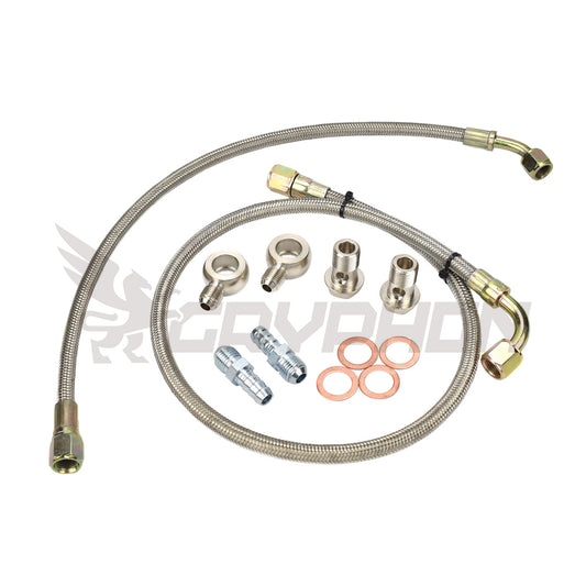 6AN braided water line kit for Ford Falcon XR6 Turbo BA BF with GT42R, GTX4294R, GTX4202R in top mount position