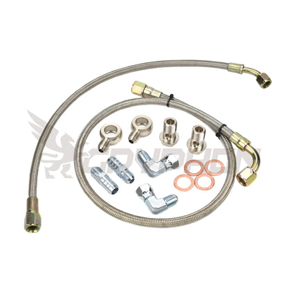 6AN braided water line kit for Ford Falcon XR6 Turbo FG with GT42R, GTX4294R, GTX4202R in top mount position